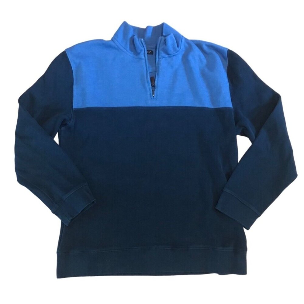 Britches Sweater Sweatshirt Mens 2XLT Tall Blue Colorblock Quarter Zip